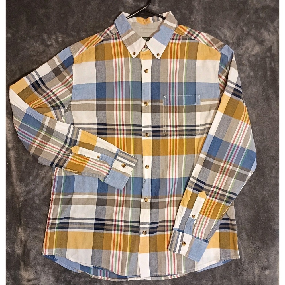 Woolrich Men's Plaid Button Down Collared Organic Cotton Shirt‎ Size L